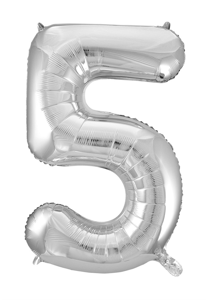 Folieballong 86 cm siffra 5 silver