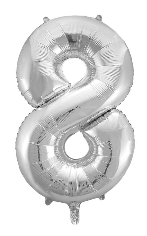 Folieballong 86 cm siffra 8 silver