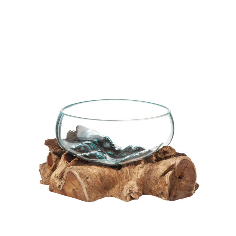Glasskål på trädrot 30 cm