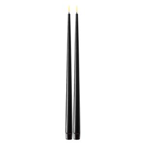 Deluxe Homeart Real Flame LED Shiny middagsljus 2-pack 2,2x38cm svart lack