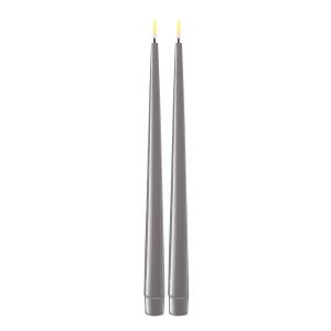 Deluxe Homeart Real Flame LED Shiny middagsljus 2-pack 2,2x28cm grå lack