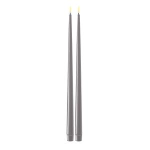 Deluxe Homeart Real Flame LED Shiny middagsljus 2-pack 2,2x38cm grå lack