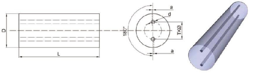 Carbide rod raw 22x330 2 straight channels,d=2x2.5mm,TK=11.0mm) roh
