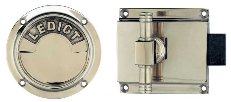 Old-style lock in nickel-plated brass -