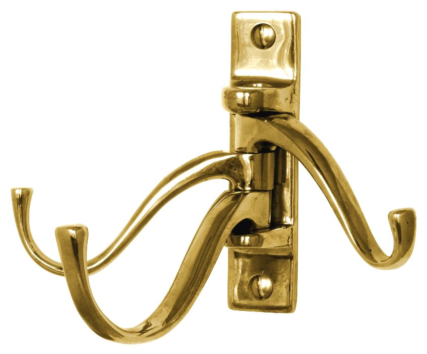 Coat hook - 3-arm swivel hanger brass