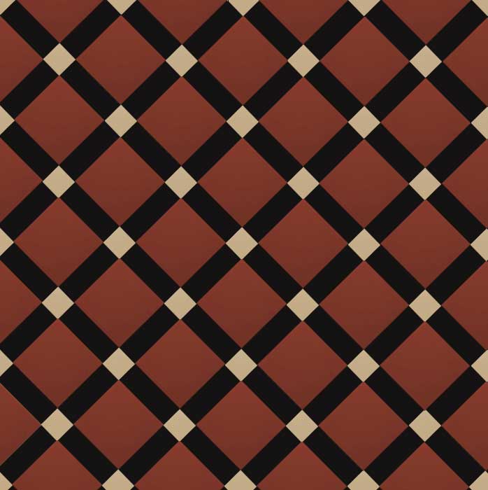 Victorian Floor Tiles Canterbury Red Black Cognac
