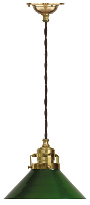 Taklampa Skomakarsladd i mässing med grön skärm Klassiska Taklampa Skomakarsladd i mässing med grön skärm Klassiska