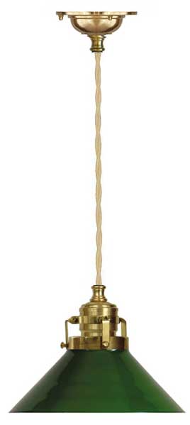 Taklampa Skomakarsladd i mässing med grön skärm Klassisk Taklampa Skomakarsladd i mässing med grön skärm Klassiska