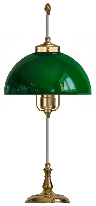 Bordslampa Swedenborg i mässing med grön skärm Sekelskifte Bankirlampa mässing med grön skärm Klassisk