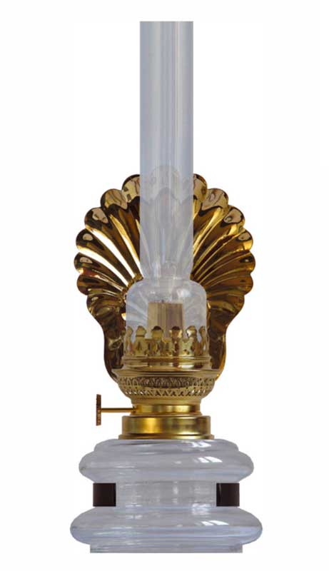 Fotogenlampa Stumholmslampett med snäckskalsreflektor Fotogenlampa Stumholmslampett med snäckskalsreflektor