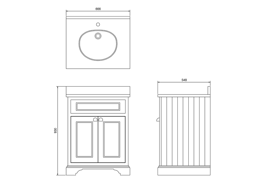 Bathroom Vanity Burlington 65 Cm White Carrera Marble Doors