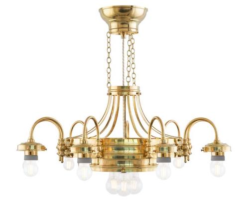 Nine-armed ring chandelier - Brass