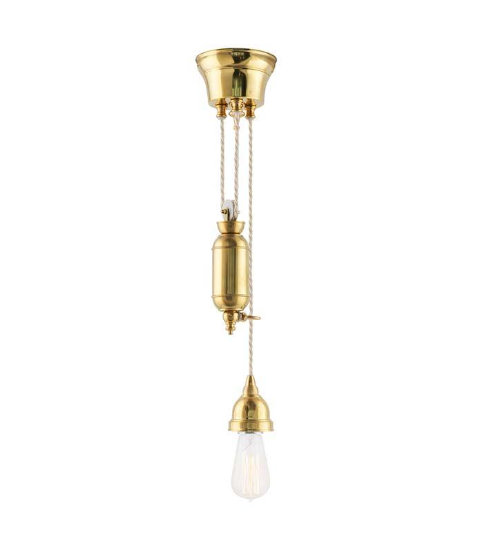 Craftsman's style rise and fall pendant light - Brass