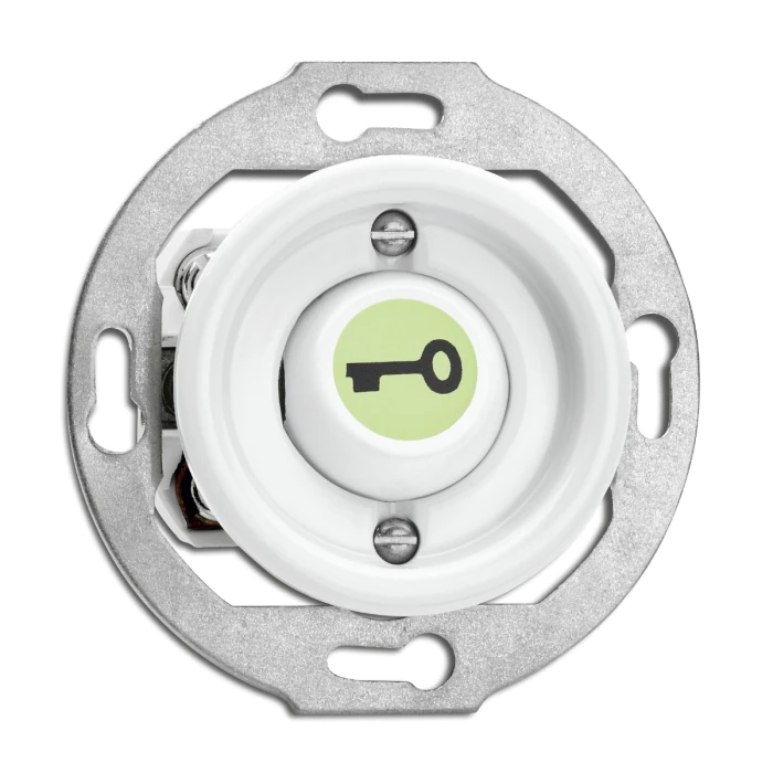Light Switch round porcelain insert - Rocker glow-in-the-dark button key symbol