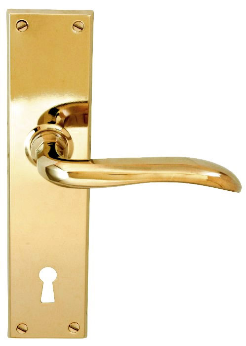 Door Handle - Låsbolaget Long Plate - Brass