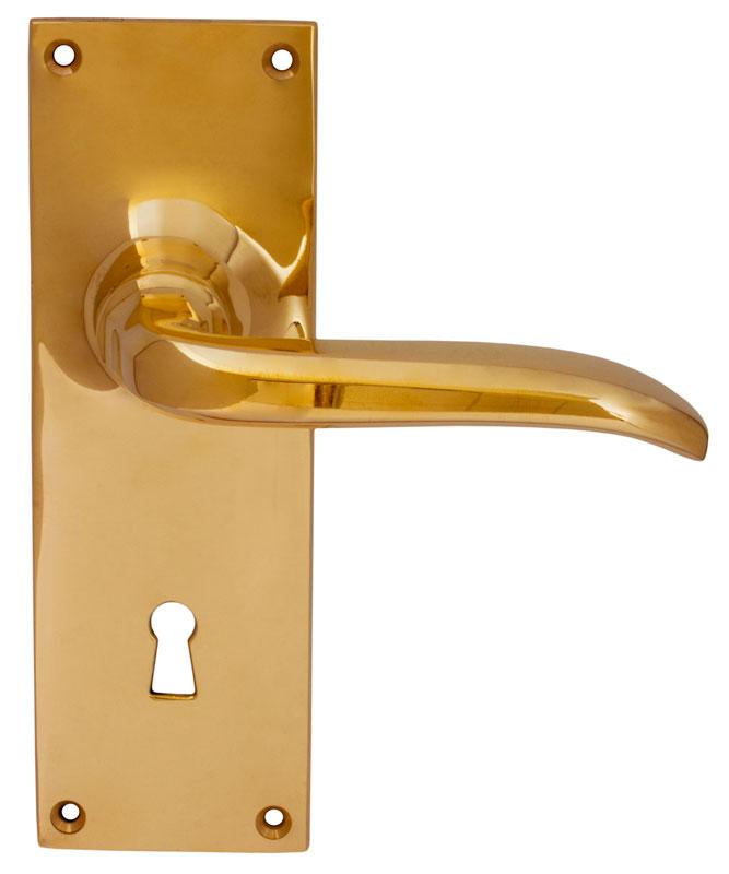 Door Handle For Front Door With Long Plate Brass Classic Old Style