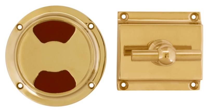WC-regel rund för modern dörr - Toalettlås mässing - sekelskifte - gammaldags inredning - retro - klassisk inredning