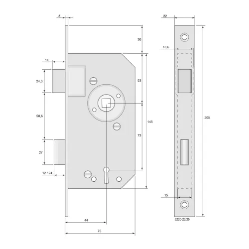 Gammaldags låshus med nyckel
