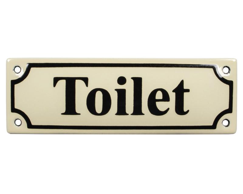 Enamel Door Sign - Toilet White/Black