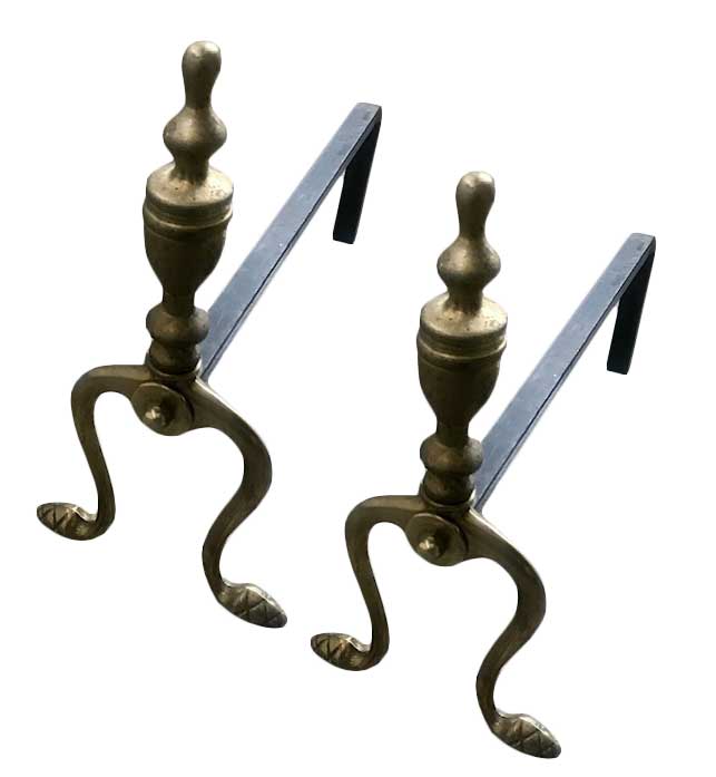 Fire Dog antique brass - Pokal one pair - old style - classic interior - old fashioned style - vintage