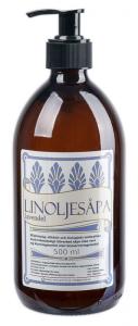 Linoljesåpe - Lavendelduft 0.5 L glassflaske - arvestykke - gammeldags dekor - klassisk stil - retro