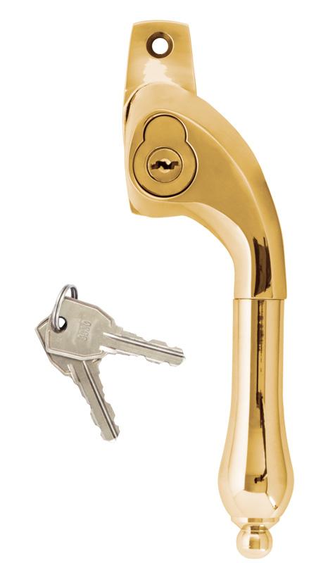 Lockable Espagnolette Handle - Solid Brass