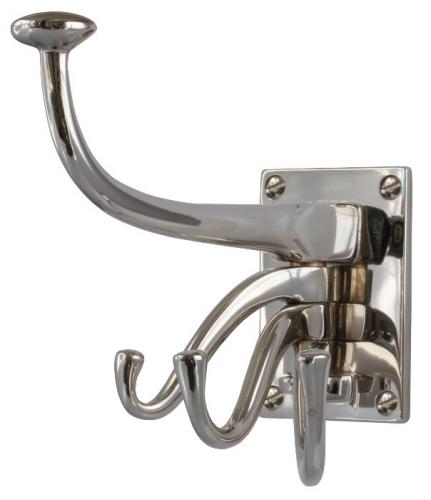 Coat hook - 4-arm swivel hanger nickel - vintage style - classic style