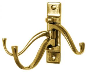 Coat hook - 3-arm swivel hanger brass - vintage style - old fashioned