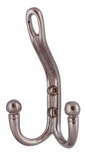 Coat hook - Double hat hook nickel - old style - classic interior - vintage style