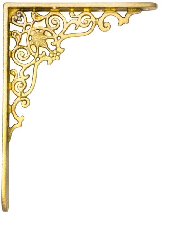 Shelf bracket - Ornament brass 200 x 150 mm