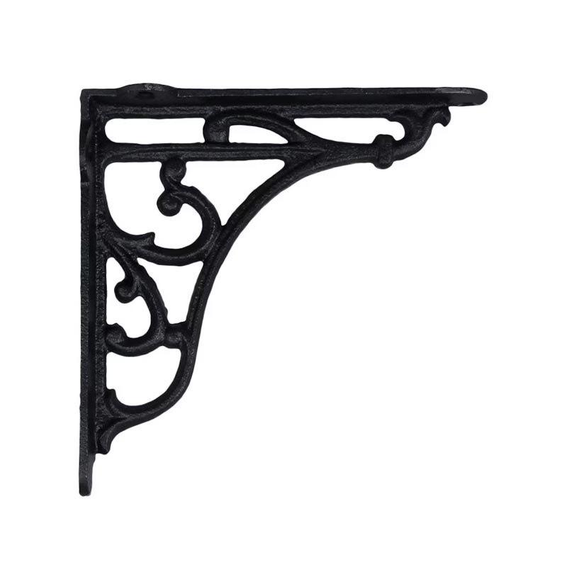Bracket - Black Cast Iron with Ornament 18 cm (7.09 in.)