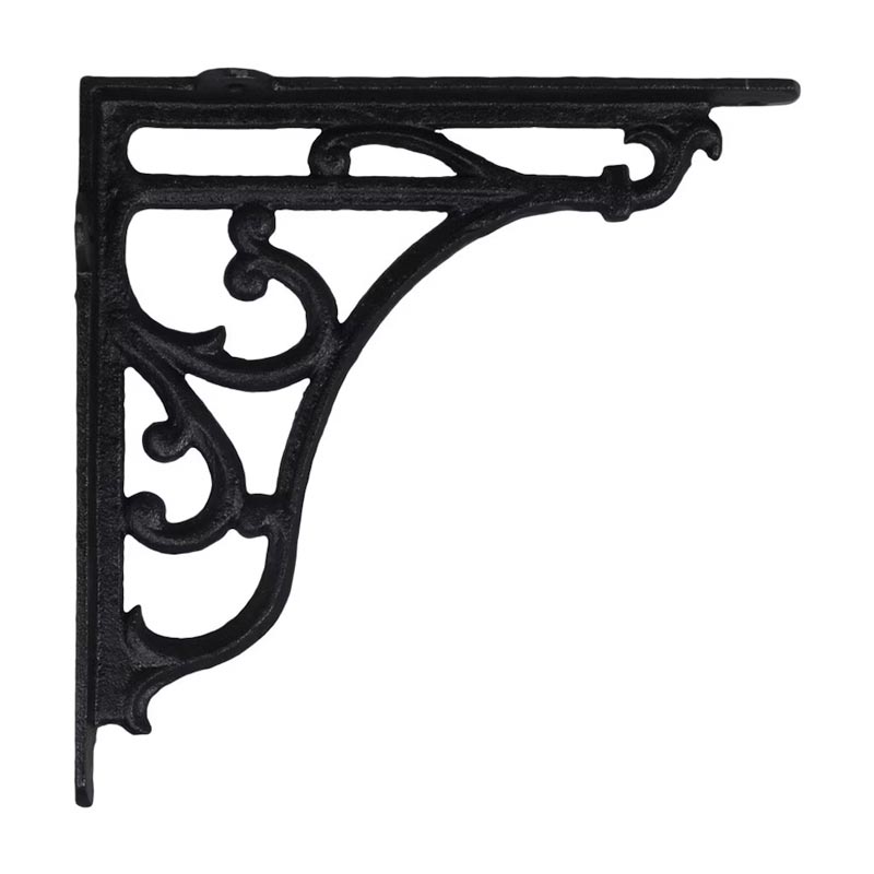 Bracket - Black Cast Iron with Ornament 24 cm (9.45 in.)