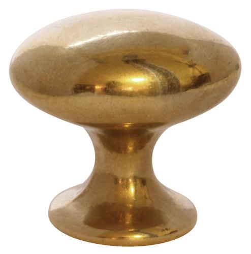 Oval Knob with Base Plate in Untreated Brass - 40 x 70 mm (1.57 x 2.76 ...