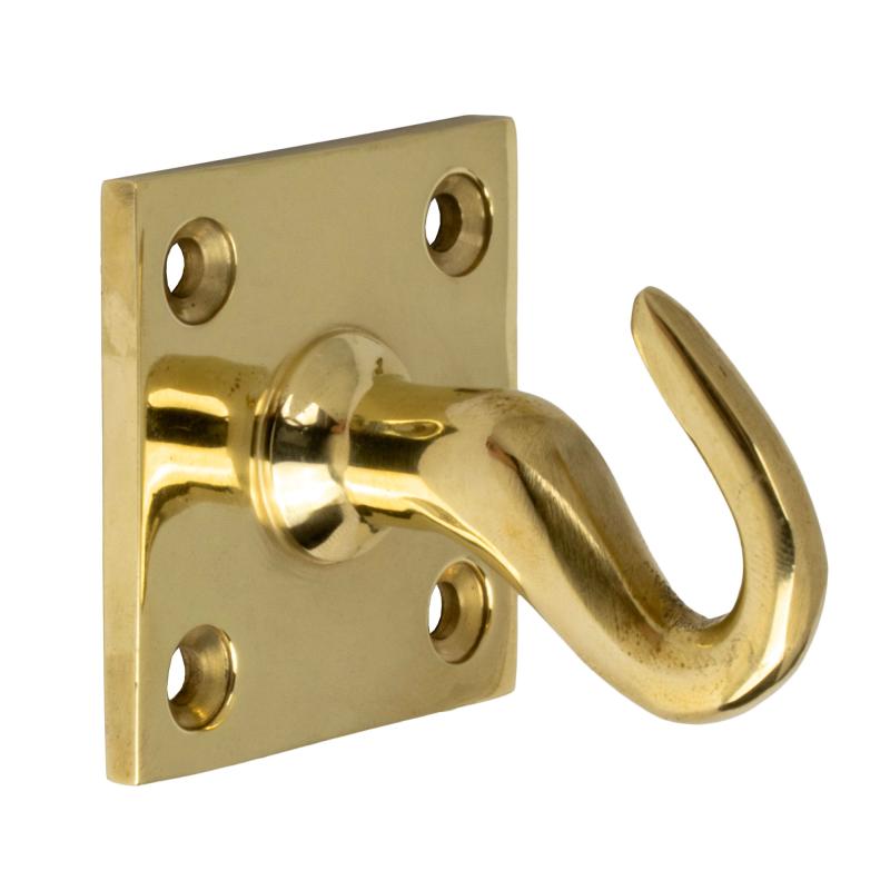 Ceiling Hook & Wall Hook with Base Plate - Brass