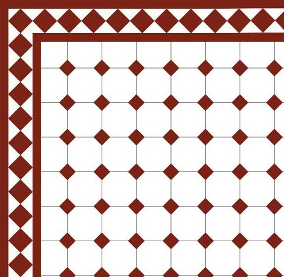Oktogonklinker – 10x10 cm hvit/rød Winckelmans - arvestykke - gammeldags dekor - klassisk stil - retro
