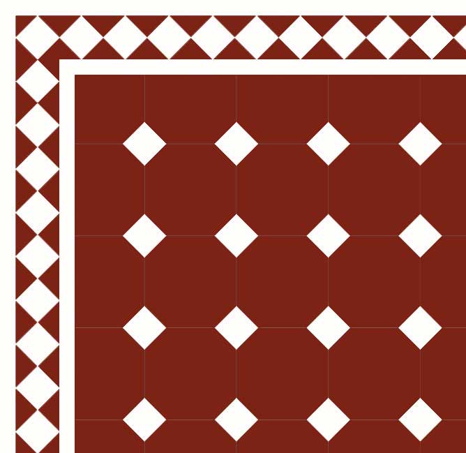Victorian Floor tiles - Octagon 15 x 15 cm red/white - Winckelmans