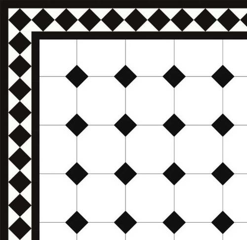 Klassiskt Oktagonklinker - 15x15 cm vit/svart Winckelmans - Victorian floor tiles - gammaldags inredning - klassisk stil - retro - sekelskifte