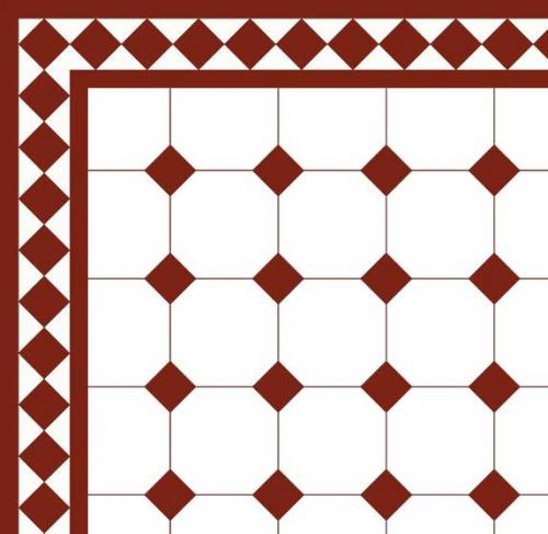 Oktogonklinker - 15x15 cm hvit/rød Winckelmans - arvestykke - gammeldags dekor - klassisk stil - retro - sekelskifte
