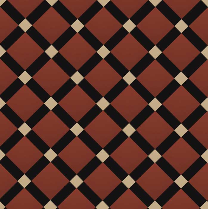Canterbury - Victorian Floor Tiles - Red ROU/Black NOI/Cognac COG