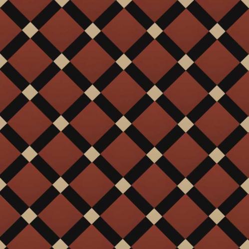 Canterbury - Viktorianske gulvfliser - Rød/svart/cognac