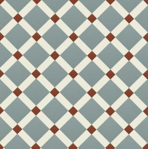 Canterbury - Victorian Floor Tiles - Grå-Blå/Hvid/Rød - Pale Blue BEP/Super White BAS/Red ROU