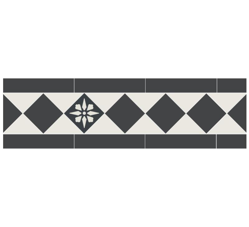 Tile Border - Glasgow Ii Black/White - Black NOI/Super White BAS