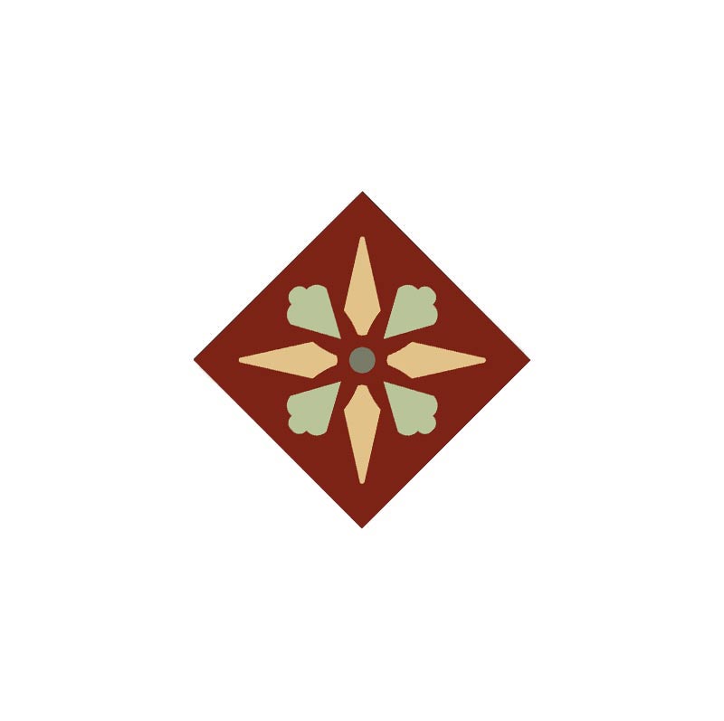 Floor Tiles - Encaustic Dot 5 x 5 cm (1.97 x 1.97 In.) - Red ROU/Cognac COG/Pistachio PIS