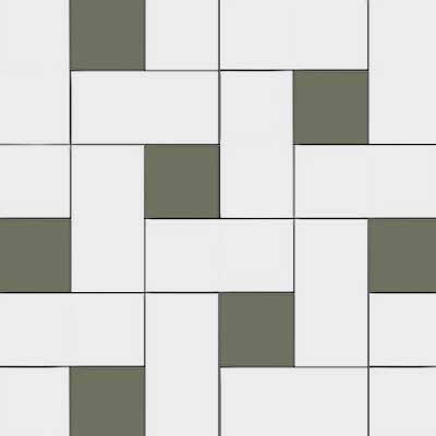 Winchester - Victorian Floor Tiles - White/Green - Super White BAS/Australian Green VEA