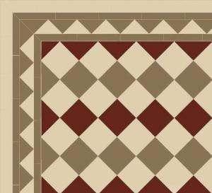 Birmingham - Victorian Floor Tiles - 15 x 15 cm Lin/Muldvarpegrå/Rød - Linen LIN/Taupe TAU/Red ROU