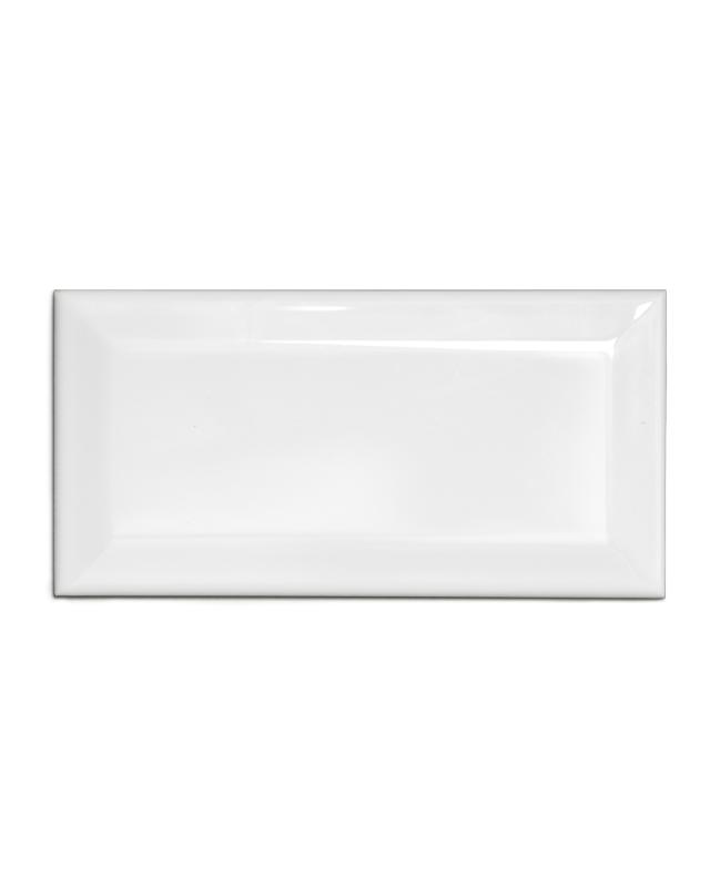 Flise, Victoria - Facetkant, 7,5 x 15 cm hvid, blank