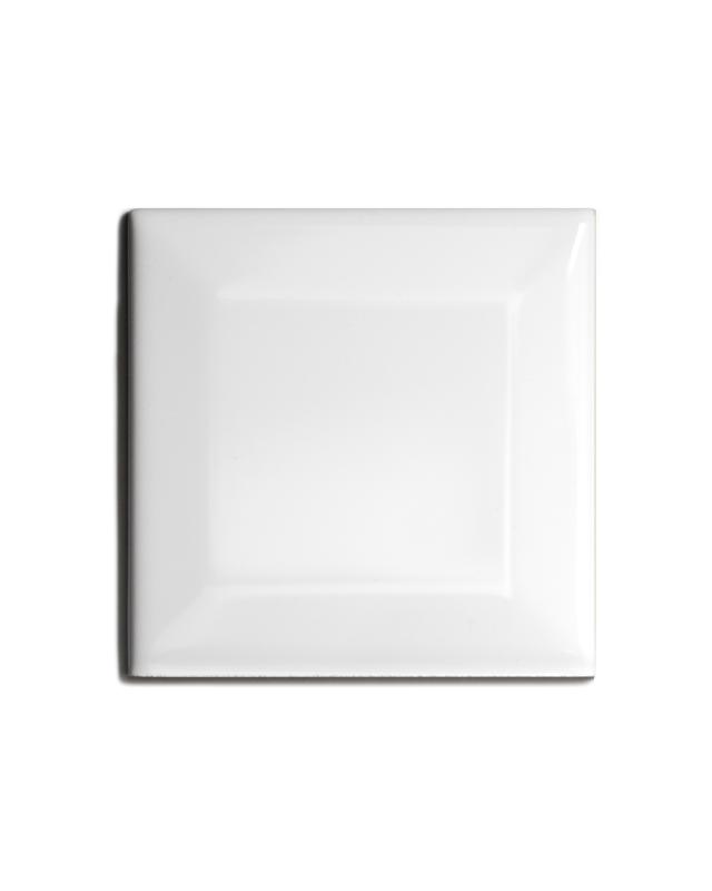 Flise, Victoria - Facetkant, 7,5 x 7,5 cm, hvid, blank