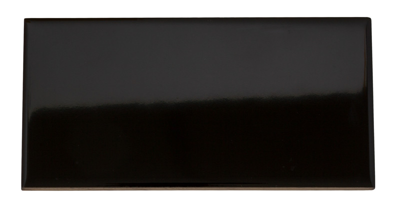 Flis Victoria - 7,5 x 15 cm svart, blank - arvestykke - gammeldags dekor - klassisk stil - retro - sekelskifte