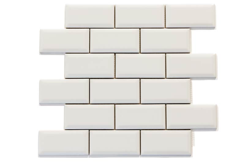 Kakel Victoria - Fasad kant (mini på nät) 5 x 10 cm vit, blank