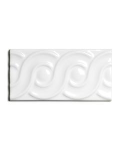 Fliese Victoria - Kachelleiste Schlaufen 7,5 x 15 cm weiß, glänzend